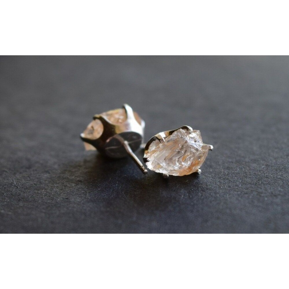 Lake County diamond earrings, 925 sterling silver, raw gemstones